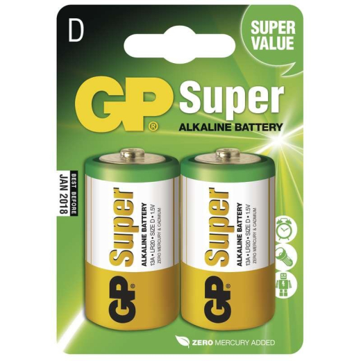 Alkalická baterie GP Super LR20 (D), blistr 