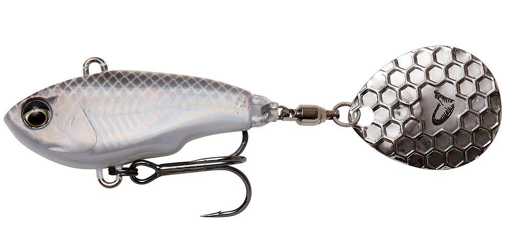 Savage Gear - Nástraha FAT TAIL SPIN 8CM 24G SINKING WHITE SILVER