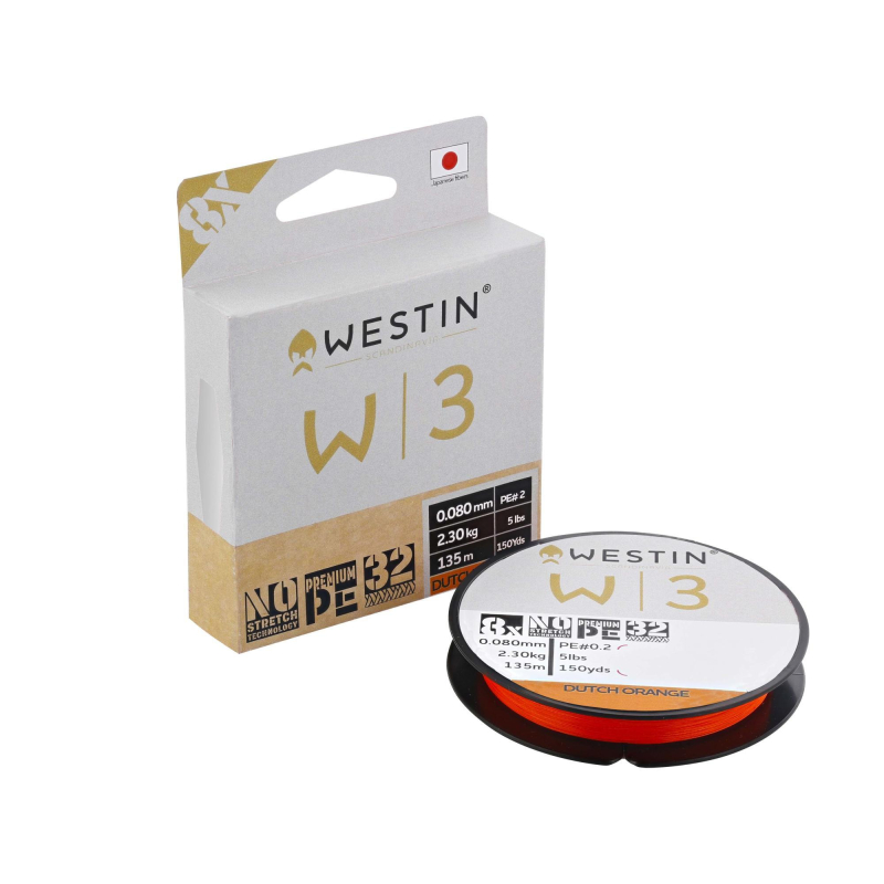 Westin - pletená šňůra W3 8-Braid Dutch Orange 135m/150YDS 0.148mm 6.1kg 13LBS