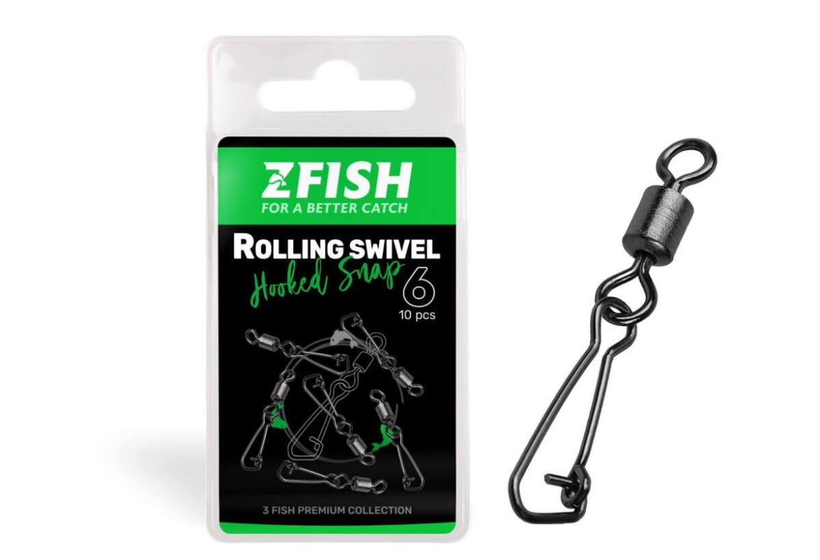 Zfish - Obratlík s Karabinkou Rolling Swivel & Hooked Snap vel. 16 11kg 10 ks