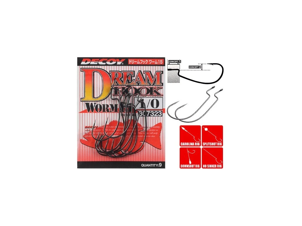 Decoy - Háček Worm s protihrotem 15 Dream Hook vel.1/0 9ks