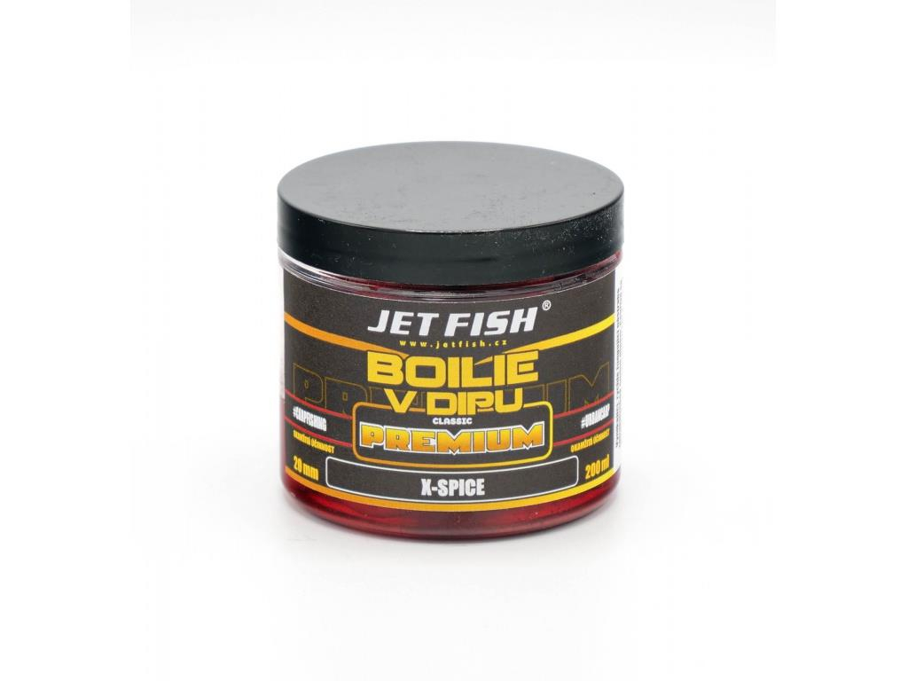 Jet Fish - Premium clasicc X-Spice boilie v dipu 200ml - 20 mm