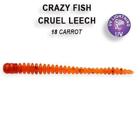 Crazy Fish - Gumová nástraha Cruel Leech 5,5cm Carrot (18) Garlic 8ks