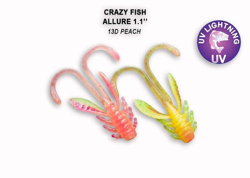Crazy Fish - Gumová nástraha Allure 4cm Peach (13D) 8ks