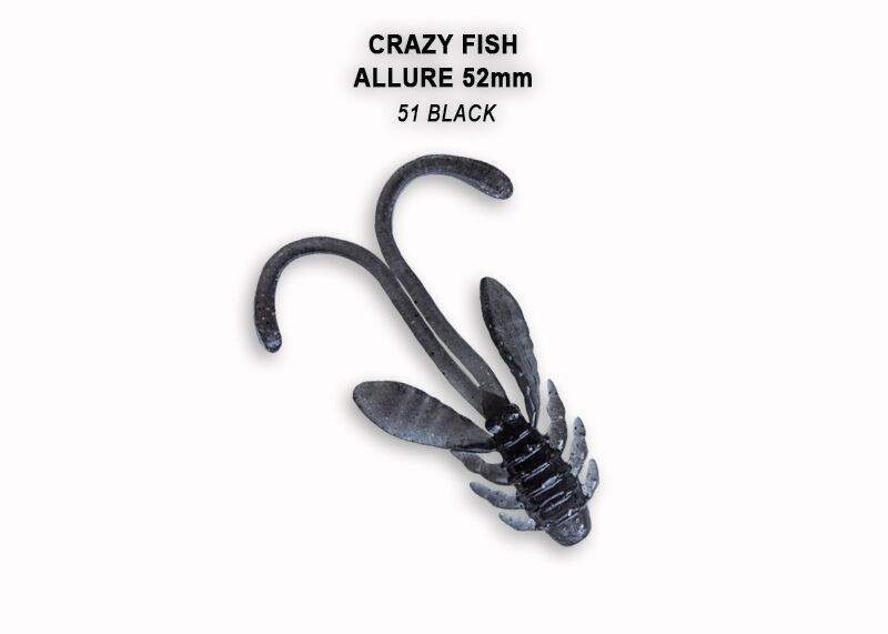 Crazy Fish - Gumová nástraha Allure 4cm Black (51) 8ks