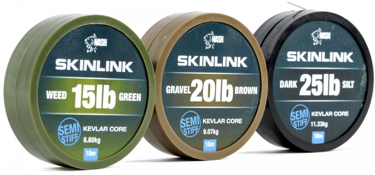 Nash - Šňůra SkinLink Semi-Stiff 35lb 10m Gravel Brown