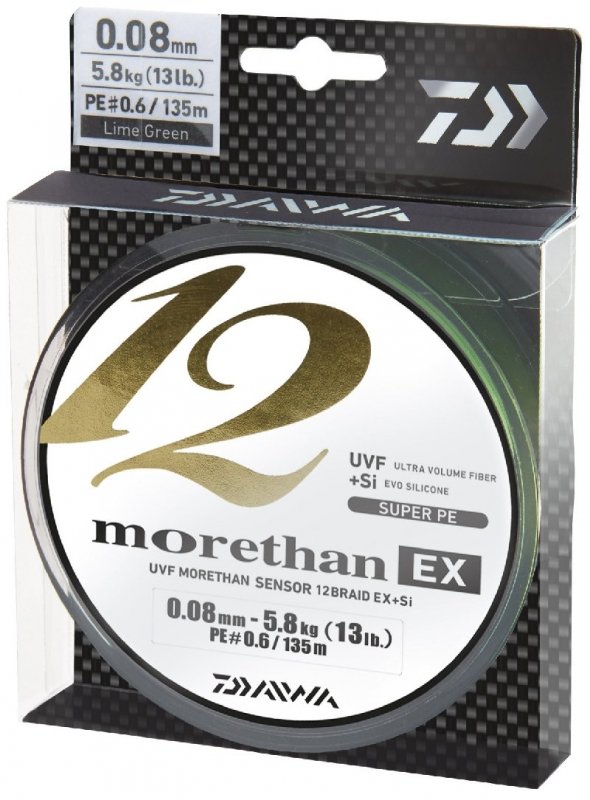 Daiwa - Šňůra Morethan 12 Braid EX+SI 0,10mm 7,3kg 135m Lime Green