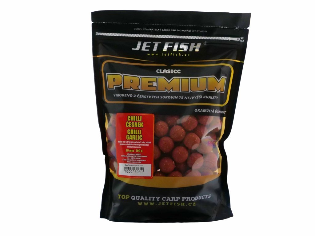 Jet Fish - Boilie Premium Clasicc Chilli/Česnek 20mm 700g