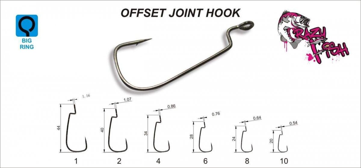 Crazy Fish - Háček Offset Joint Hook Velikost 2 10ks