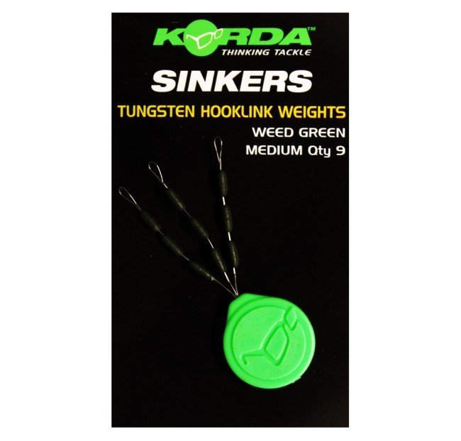Korda - Zátěž Sinkers Tungsten Hooklink Weights Weedy Green Large 9ks