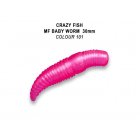 Crazy Fish - Gumová nástraha MF Baby worm 3cm Barva 100 Sýr 12ks