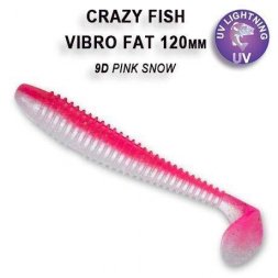 Crazy Fish - Gumová nástraha Vibro Fat 12cm Pink Snow (9D) 4ks