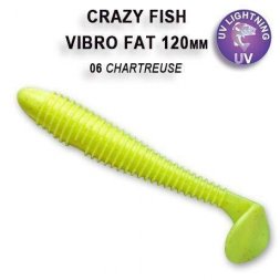 Crazy Fish - Gumová nástraha Vibro Fat 12cm Chartreuse (6) 4ks