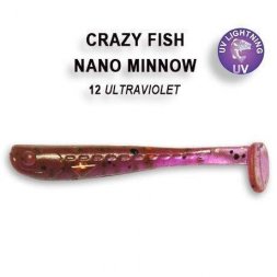 Crazy Fish - Gumová nástraha Nano Minnow 4cm Ultraviolet (12) 8ks