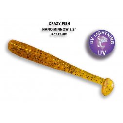 Crazy Fish - Gumová nástraha Nano Minnow 5,5cm Karamel (9) 8ks