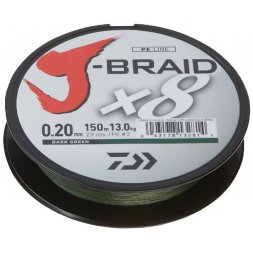 Daiwa - Šňůra J-Braid X8 0,10mm 6kg 13lbs 150m Tmavě zelená