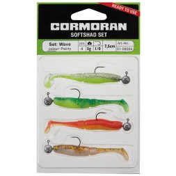 Cormoran - Set Jigová hlavička s gumovou nástrahou Wave Barevné 7,5 cm 5g Velikost 1/0