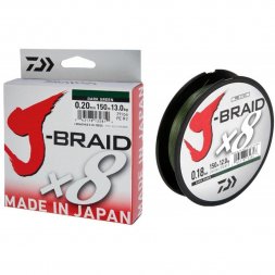 Daiwa - Šňůra J-Braid X8 0,16mm 9kg 20lbs 150m Tmavě zelená