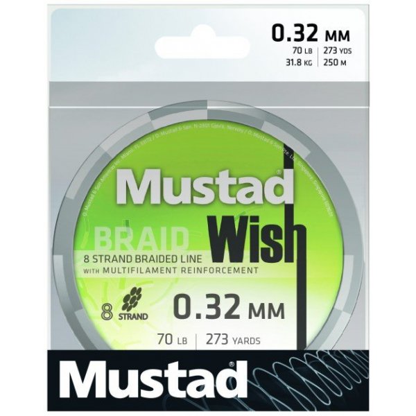 Mustad - Šňůra Wish Braid 0,21mm 40lb 18,2kg 250m Chartreuse 