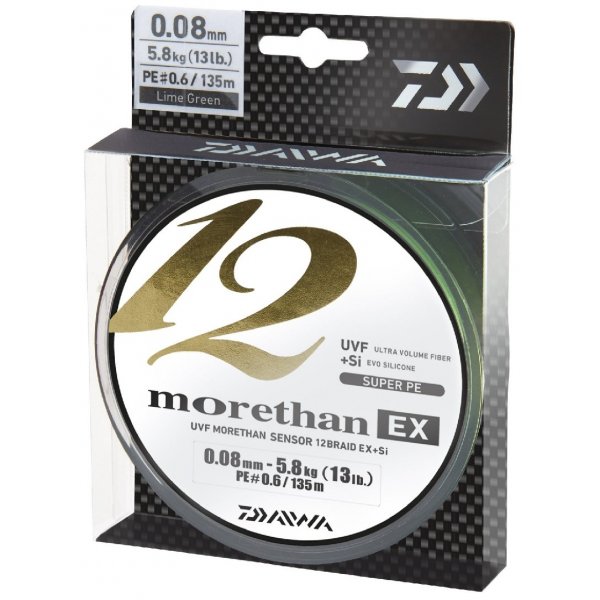 Daiwa - Šňůra Morethan 12 Braid EX+SI 0,10mm 7,3kg 135m Lime Green 