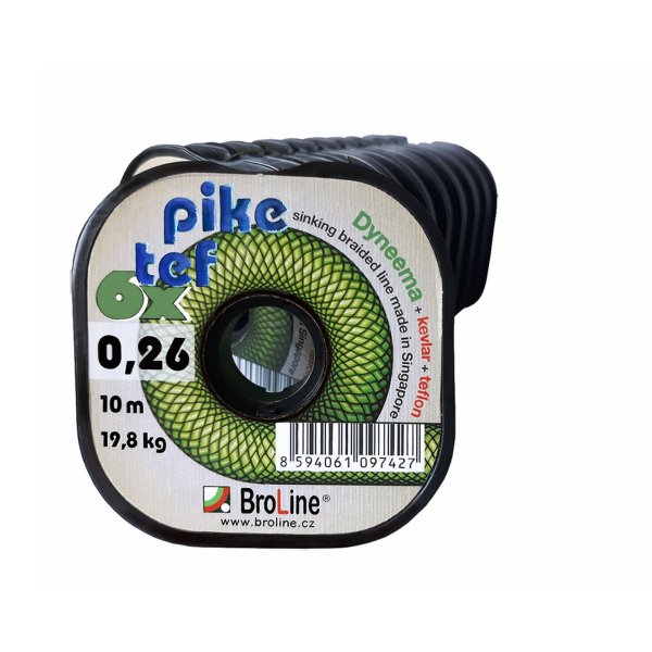 BroLine - Šňůra Pike-Tef 6x 0,14mm 10,6kg 10m Olivově zelená 