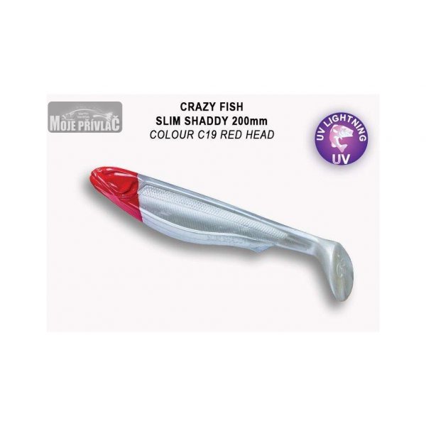 Crazy Fish - Gumová nástraha Slim Shaddy 20cm Red Head (C19) 