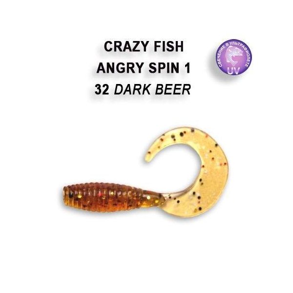Crazy Fish - Gumová Nástraha Angry Spin Dark Beer 45mm 