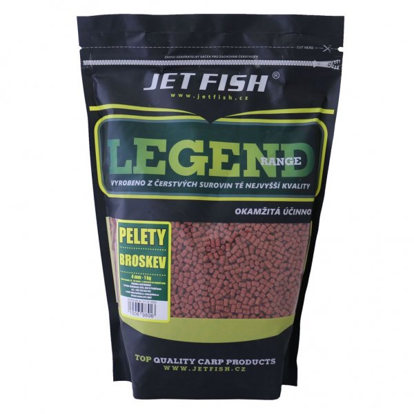 Jet Fish - Pelety Legend Range Broskev 4mm 1kg 