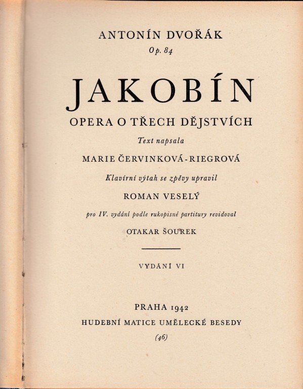 DVOŘÁK Antonín: Jakobín-opera op.84