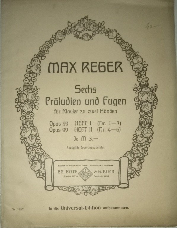 Reger Max: Sechs Präludien und Fugen op.99 sešit II.