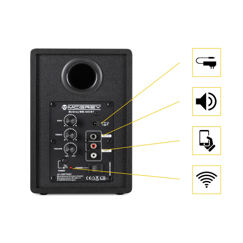 Diffusori Attivi McGrey MM-440BT 2.0 Da 40W Con Bluetooth – Per PC, Gaming E Studio (controlli Toni Alti/bassi)