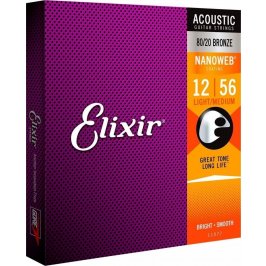 Elixir 11077 struny akustická kytara Bronze 80/20 .012-.056 NANOWEB