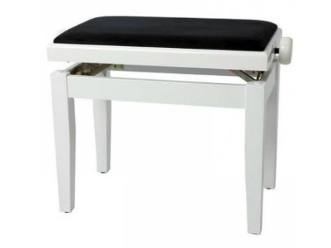 FX Lavička pro piano Bílý vysoký lesk černé sedadlo 