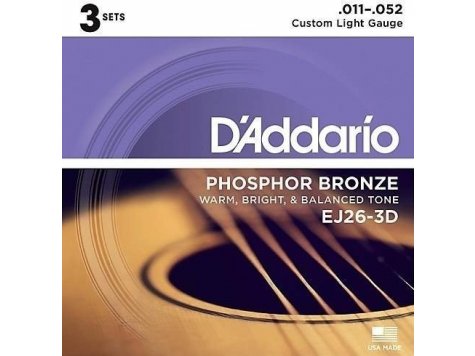 D'Addario EJ26 011 Phosphor bronze struny balení po 3 