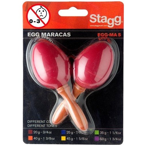 Stagg EGG-MA S/RD, pár vajíček, krátká rukojeť, červené