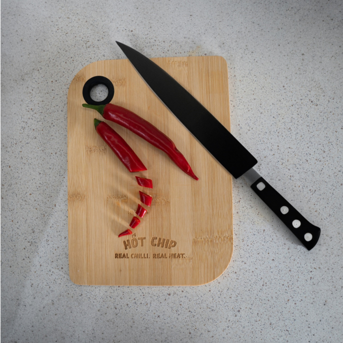 Bamboo cutting board Real Chilli. Real Heat.