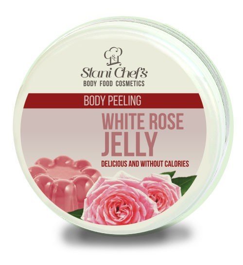 Přírodní tělový peeling želé z bílé růže na bázi mořské soli 250 ml