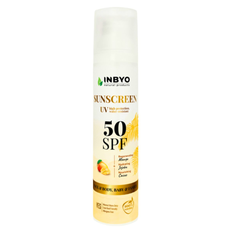 Солнцезащитный крем для лица и тела Inbyo SPF 50 для детей и взрослых, с манго, 100 мл