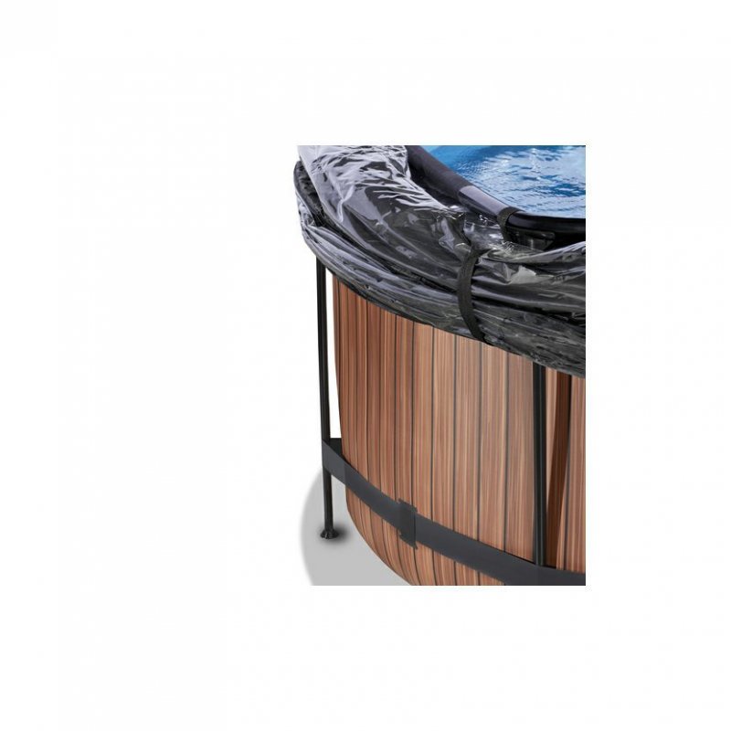Bazén Exit ø360 x 122 cm s pískovou filtrací, krytem a tepelným č. 2,5kW, barva hnědá - dřevo