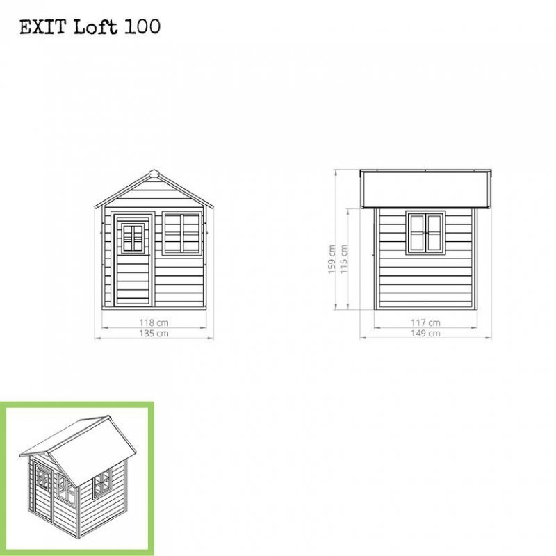 Zahradní cedrový domeček Exit Loft 100 šedý