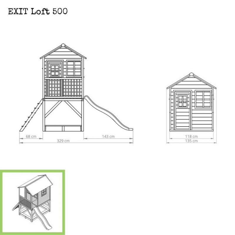 Zahradní cedrový domeček Exit Loft 500 šedý