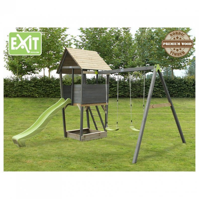 Dětské hřiště Exit Aksent Playtower + houpačkové rameno 2 houpačky