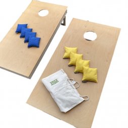 Cornhole 2 hrací desky - fazolové sáčky MODRÉ/ŽLUTÉ