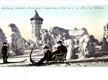 Zima v Krušných horách na starých pohlednicích