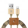 KB09 USB kabel z nylonových vláken s lightning konektorem, Zlatá, 1,5m 1,5m