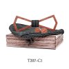 Mahoosive Dřevěný motýlek s kapesníčkem a manžetovými knoflíčky T207-C1