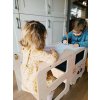 Dětská učící věž 3v1 s kreslící tabulí rozložitelná na stoleček se židličkou (přírodní)