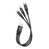3v1 USB kabel s microUSB, Type-c a Lightning konektorem, 0.25 metrů