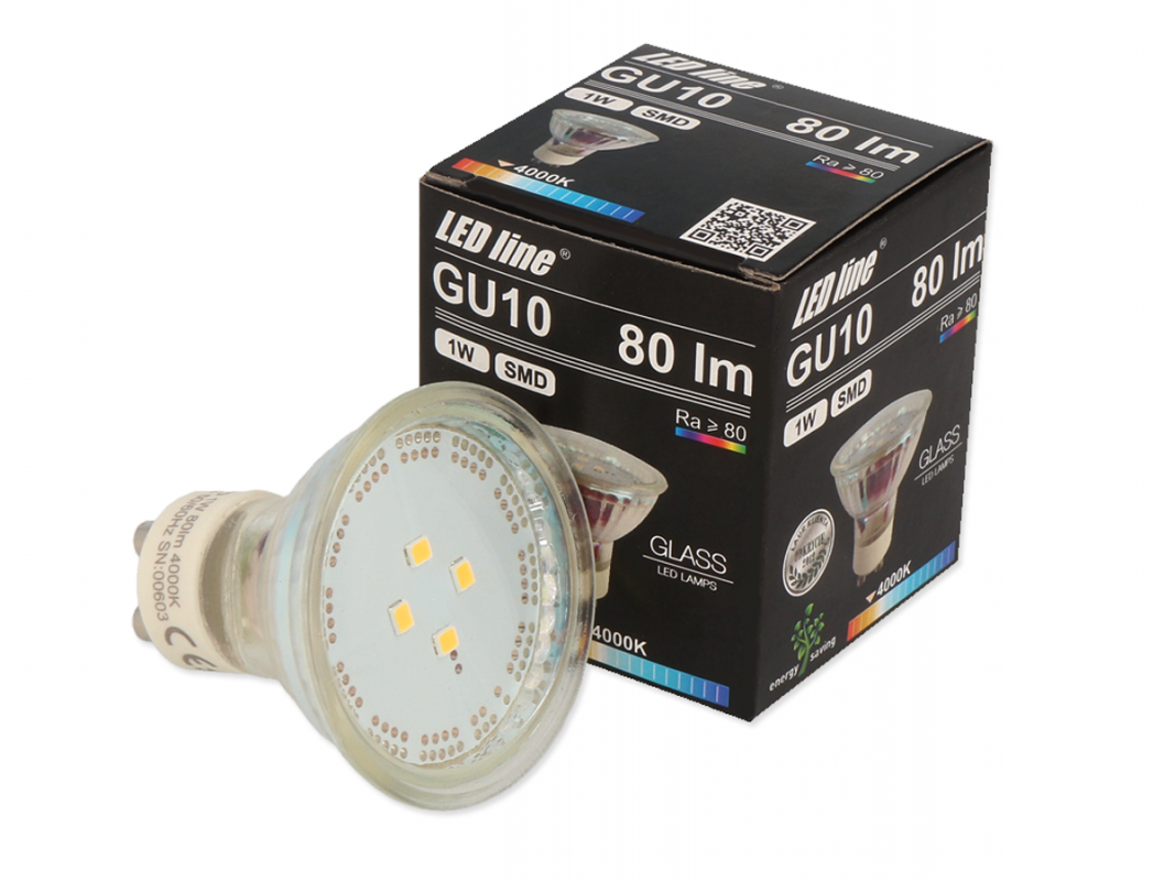 Led Line LED žárovka GU10 SMD 1W 80lm denní (10W)