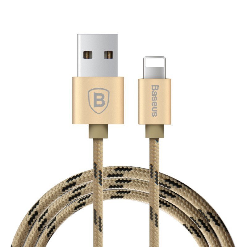 KB09 USB kabel z nylonových vláken s lightning konektorem, Zlatá, 1,5m 1,5m